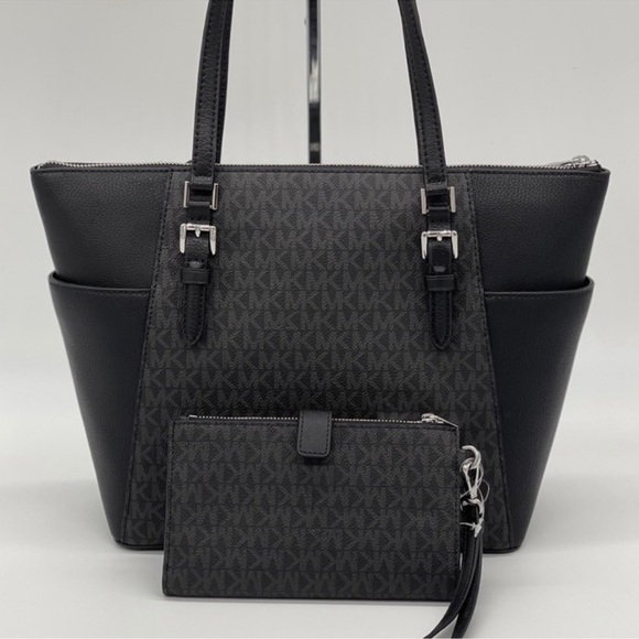 Michael Kors Charlotte Bag & Double Zip Wallet Black - Picture 2 of 10